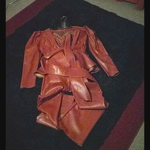 Pantsuit Brown Faux Leather w/ top
